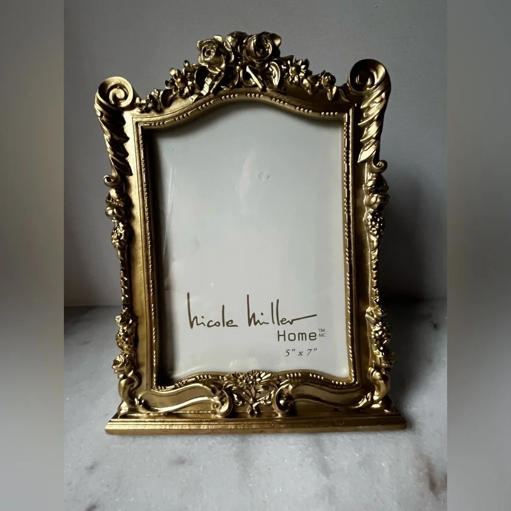Nicole Miller Gold Ornate Picture Frame for 5x7” photo